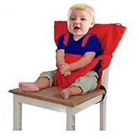 Baby Portable Travel Chair Booster Safety Seat Baby Portable Baby Chair seat Belt Cover Infant Harness Washable (red)