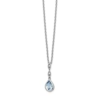 925 Sterling Silver Polished Lobster Claw Closure White Ice Blue Topaz and .01 Ct Diamond Necklace 18 Inch Measures 7mm Wide Jewelry Gifts for Women