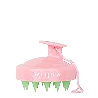 Pacifica Beauty | Clarifying Shampoo Brush | Exfoliating Scalp Massager | Flexible Silicone Brushes | Ergonomic Handle | Hair Care/Scalp Care | Waterproof | Pink + Green | Vegan