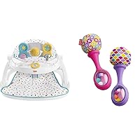 Fisher-Price Baby Portable Infant Chair Deluxe Sit-Me-Up Floor Seat & Newborn Toys Rattle 'n Rock Maracas, Set of 2 Soft Musical Instruments