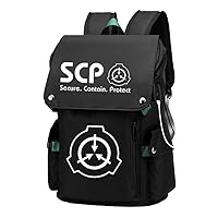 SCP Anime Cosplay 15.6 Inch Laptop Backpack Rucksack with USB Charging Port and Headphone Jack Green