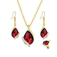 Necklace and Earring Sets for Women Girls Earrings Gold Plated Crystal Pendants Necklace Fashion Jewelry
