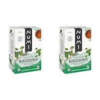 Numi Organic Moroccan Mint Tea, 18 Tea Bags, Refreshing Nana Mint, Caffeine Free Herbal Tea (Pack of 2)