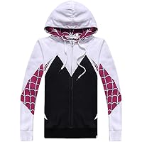 Unisex Adult 3D Clothing Gwen Spider Cosplay Zipper Hooded Sweatshirt Black