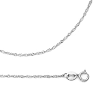 Singapore Chain Solid 14k White Gold Necklace Twisted Link Diamond Cut Thin Dainty 0.9 mm 22 inch