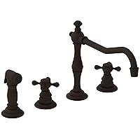 Newport Brass 943 Chesterfield Double Handle Widespread Kitchen Faucet with Side Spray and Metal C, Oil Rubbed Bronze