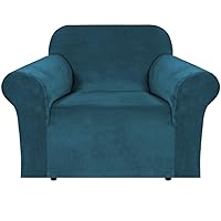 H.VERSAILTEX Stretch Velvet Armchair Cover Couch Covers 1 Cushion Chair Slipcover for Living Room Furniture Cover Crafted from Thick Comfy Rich Velour (Chair 31