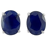9x7mm Oval Cut 4.4 ct Natural Blue Sapphire September Birthstone Gemstone 925 Sterling Silver Stud Earring For Girls And Woman