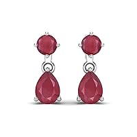 2.18 Cts Ruby Glass Filled Gemstone 925 Sterling Silver Engagement Stud Earrings