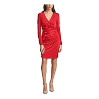 Vince Camuto Womens Ruched Mini Cocktail and Party Dress Red 10