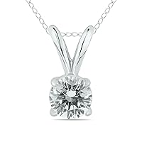 1/2 Carat (H-I Color, SI1-SI2 Clarity) AGS Certified Diamond Solitaire Pendant in 14K White Gold