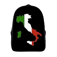 Italy Map Flag 16 Inch Backpack Durable Laptop Backpack Casual Shoulder Bag Travel Daypack