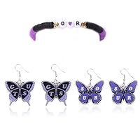 Olivia GUTS World Tour Concert Earrings Acrylic Purple Butterfly Earrings Dangle Olivia Album Inspired Earrings Merch Accessories Gifts for Women Girls Fans Costume Outfits Dress Decor