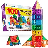 idoot Magnetic Blocks Stem Toys for Toddler Educational Building Tiles Gifts for Boys & Girls 101Pcs with Ferris Wheel Numbers & Alphabet Letters 