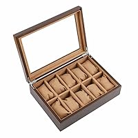 Wood Watch Storage Boxes Case With Window Pewter Veneer Mechanical Watch Display Organizer Holder Gift Cases (Color : Black)