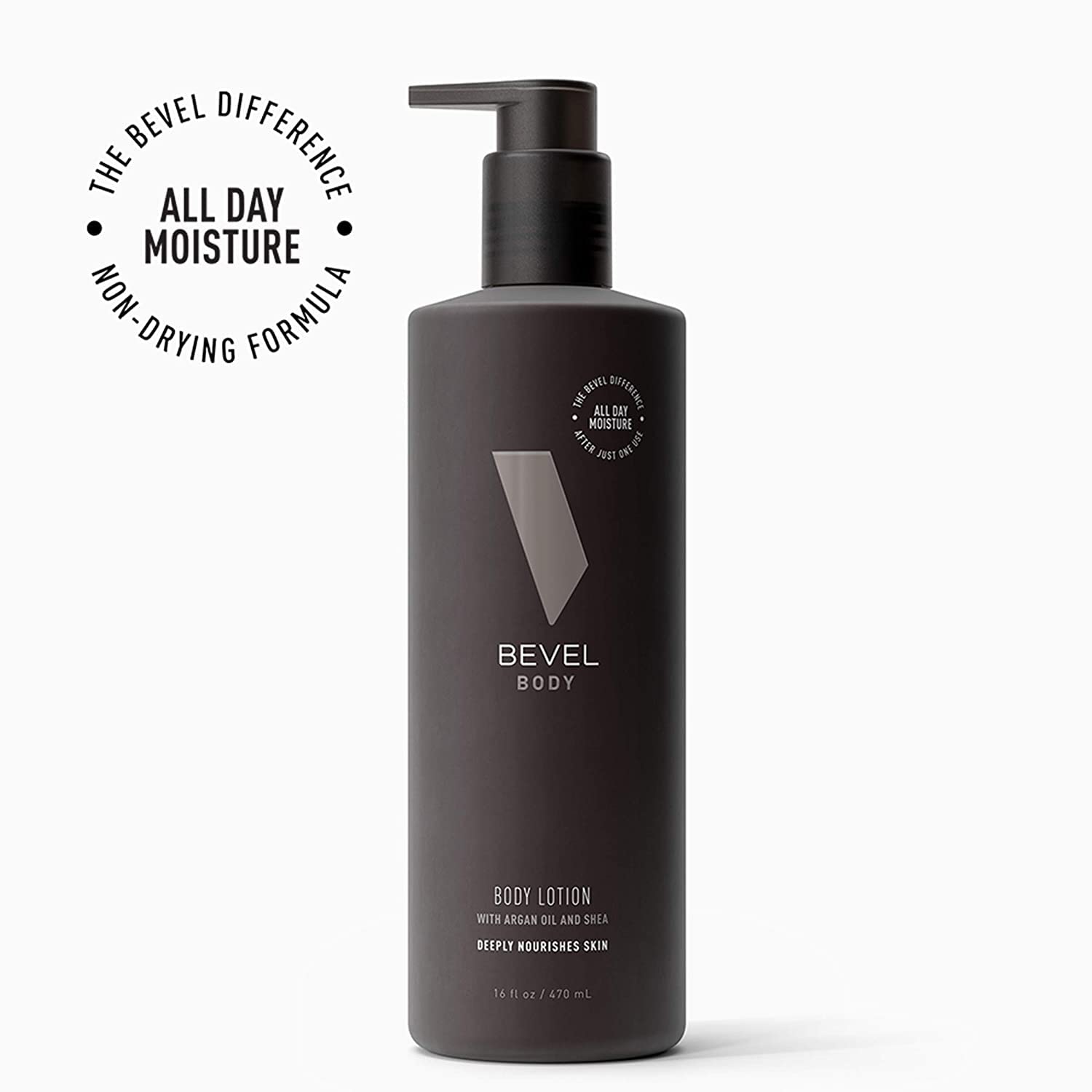 Bevel All Day Body Lotion for Men with Shea Butter and Argan Oil, Lightweight Formula Softens and Smoothes Skin, 16 Oz