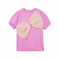 Toddler Girls Summer Cute Bow Dresses Short Sleeve Outfit for 3 to 8 Years Dresses for Baby Girls