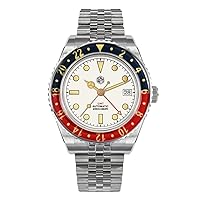 San Martin Mens GMT Watches Automatic Watch Mechanical Wristwatch 20ATM C3 Luminous Sapphire Bidirectional Bezel NH34