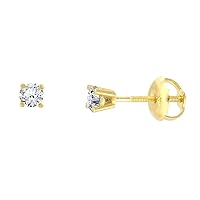 14k Gold Diamond Stud Earrings Screw Back Brilliant Cut 0.08-1.48 carat/pairs 2mm-6mm