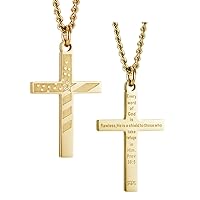 Shields of Strength Women's Flag Cross Necklace Stainless Steel Gold Plated Unique American Pride Christian Values Striking Christian Jewelry Proverbs 30:5