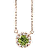 Solitaire and Diamond Charm Pendant Chain Necklace