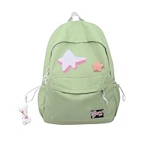Kawaii Backpack with Star Patch and Cute Accessory Spacious and Multiple Compartments (Green)
