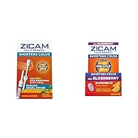 Zicam Cold Remedy Cold Shortening Medicated Nasal Swabs Zinc-Free 20ct & Cold Remedy Zinc RapidMelts, Elderberry Citrus Flavor, Homeopathic, Cold Shortening Medicine, Shortens Cold Duration, 25 Count