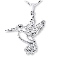 0.10 CT Round Cut Created Diamond Hummingbird Pendnt Necklace 14K White Gold Finish