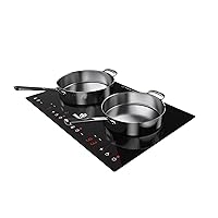 Induction Cooktop, 120V 2 Burners Electric Stove with Smooth Surface Touch Screen, 8 Temperature Choices Cooktop with Kid Safety Lock and Timer, 12 Inch