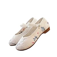 Crane Embroidered Women Canvas Ballet Flats Super Lightweight Ladies Casual Shoes Comfort Soft Shoes