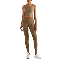 Orolay Workout Sets for Women 2 Piece High Waisted Leggings with Wireless Racerback Sports Bra Sets Gym Clothes Khaki X-Small