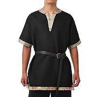 BLESSUME Medieval Viking Tunic with Belt LARP Aristocrat Chevalier Cosplay Costume