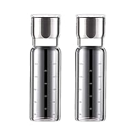 2 Pcs Pepper Grinder, 304 Stainless Steel Salt and Pepper Mill Set and Salt and Pepper Grinder Kit, Adjustable Thickness, High with Scale Temperature Resistant High Borosilicate Glass