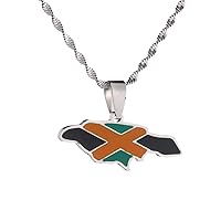 BR Gold Jewelry Stainless Steel Map of Jamaica With City Pendant Necklaces for Women Girl