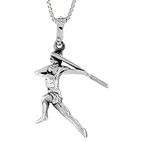 Sterling Silver Javelin Thrower Pendant, 1 1/4 inch Tall