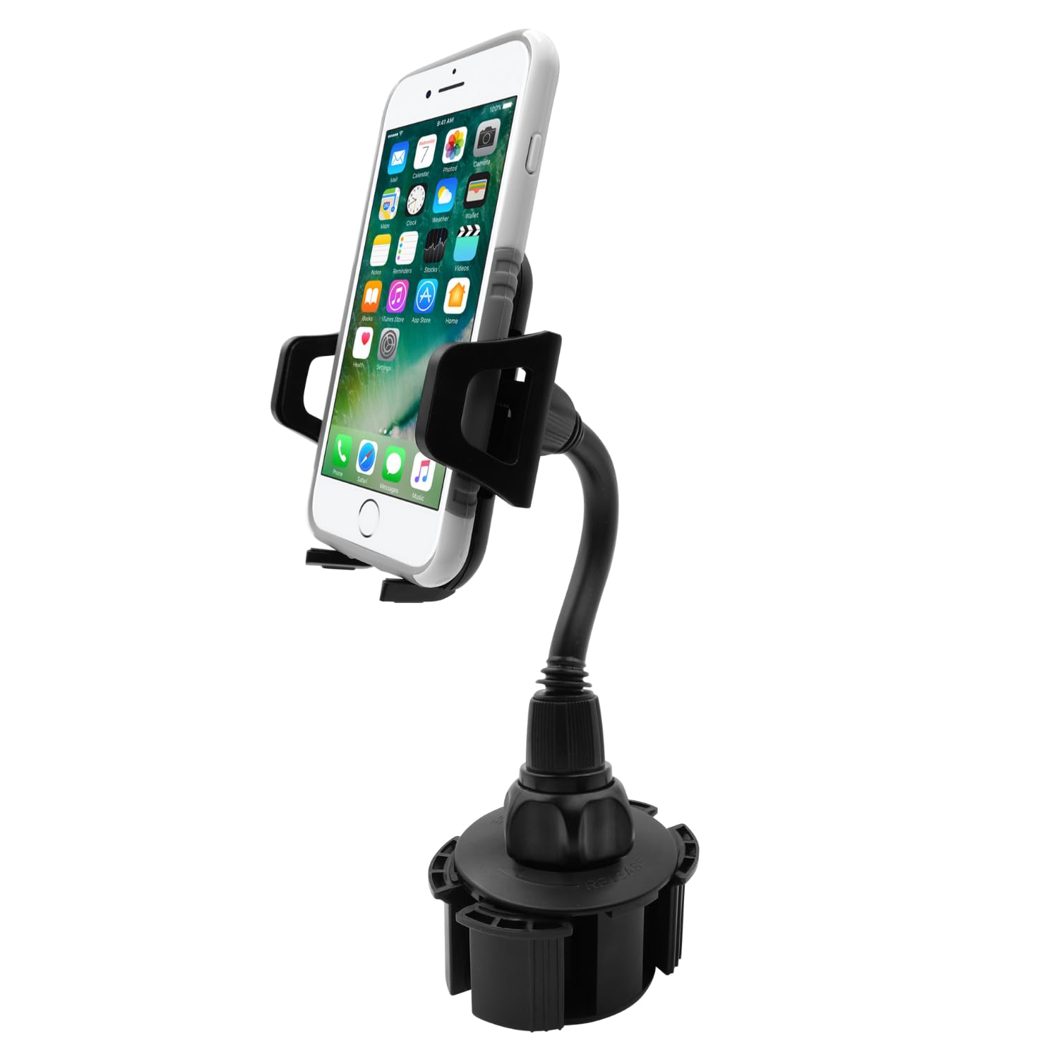 Macally Car Cup Holder Phone Mount - Secure Cupholder Fit for Phones up to 4.1” Wide - Cup Phone Holder for Car with Flexible Gooseneck & 360° Rotatable Cradle - Cell Phone Cup Holder for Car