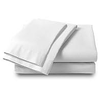 Color Sense Snow 100% Cotton Sheets for Queen Size Bed, Ultra Soft 4 Piece Queen Snow Sheet Set, Cool & Breathable Percale Weave Queen Bed Sheets, Fits Mattress Upto 16