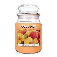 COCODOR Candle Honey Peach Scented, Large Glass Jar 18oz Wick Candle, 110 Hours of Burn Time