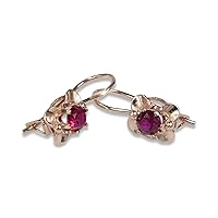 Russian Soviet rose pink 14k 585 gold earrings vec116 alexandrite ruby emerald sapphire