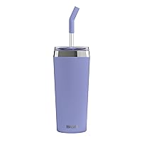 SIGG - Insulated Mug - Travel Mug Helia - With Durable Glass Straw & Cleaning Brush - Leakproof - BPA Free - 18/8 Stainless Steel - 15oz/20oz