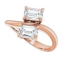 10K Solid Rose Gold Handmade Engagement Ring 2 CT Emerald Cut Moissanite Diamond Solitaire Wedding/Bridal Ring for Women/Her, Gorgeous Ring for Her