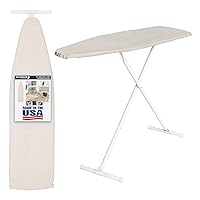 T-Leg Freestanding Ironing Board, by Seymour Home Products (Khaki) Large Ironing Board with Steel Legs and Adjustable Height Made in The USA