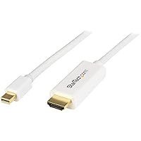 StarTech.com 6ft (2m) Mini DisplayPort to HDMI Cable - 4K 30Hz Video - mDP to HDMI Adapter Cable - Mini DP or Thunderbolt 1/2 Mac/PC to HDMI Monitor - mDP to HDMI Converter Cord - White (MDP2HDMM2MW)