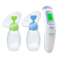 Premium Manual Silicone Breast Pump and FSA HSA Eligible No Touch Forehead Thermometer for Babies and Adults | Bundle Pack