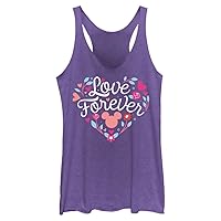 Disney Classic Mickey Love Forever Flowers Heart Women's Racerback Tank Top