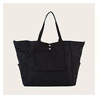 Women Vintage Canvas Large Shoulder Bag Casual Shopper Tote Bag Travel Handbag (Color : Black, Size : 65x24x35cm)