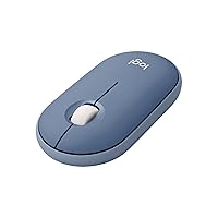 Logitech Pebble Wireless Mouse with Bluetooth or 2.4 GHz Receiver, Silent, Slim Computer Mouse with Quiet Clicks, for Laptop/Notebook/iPad/PC/Mac/Chromebook - Blueberry