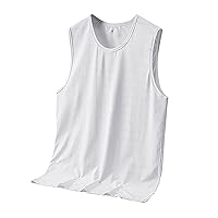 Ice Mesh Eye Fabric Tank Top for Men Comfortable Crewneck Cut Off Summer Vest Solid Breathable Lightweight