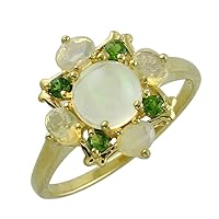 Ethiopian Opal Round Shape Natural Non-Treated Gemstone 925 Sterling Silver Ring Engagement Jewelry (Yellow Gold Plated) for Women & Men
