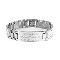 I Might Look Like I'm Listening to You but in My Head I'm Playing. Chess Ladder Bracelet, Inspire Chess, Engraved Bracelet for Friends